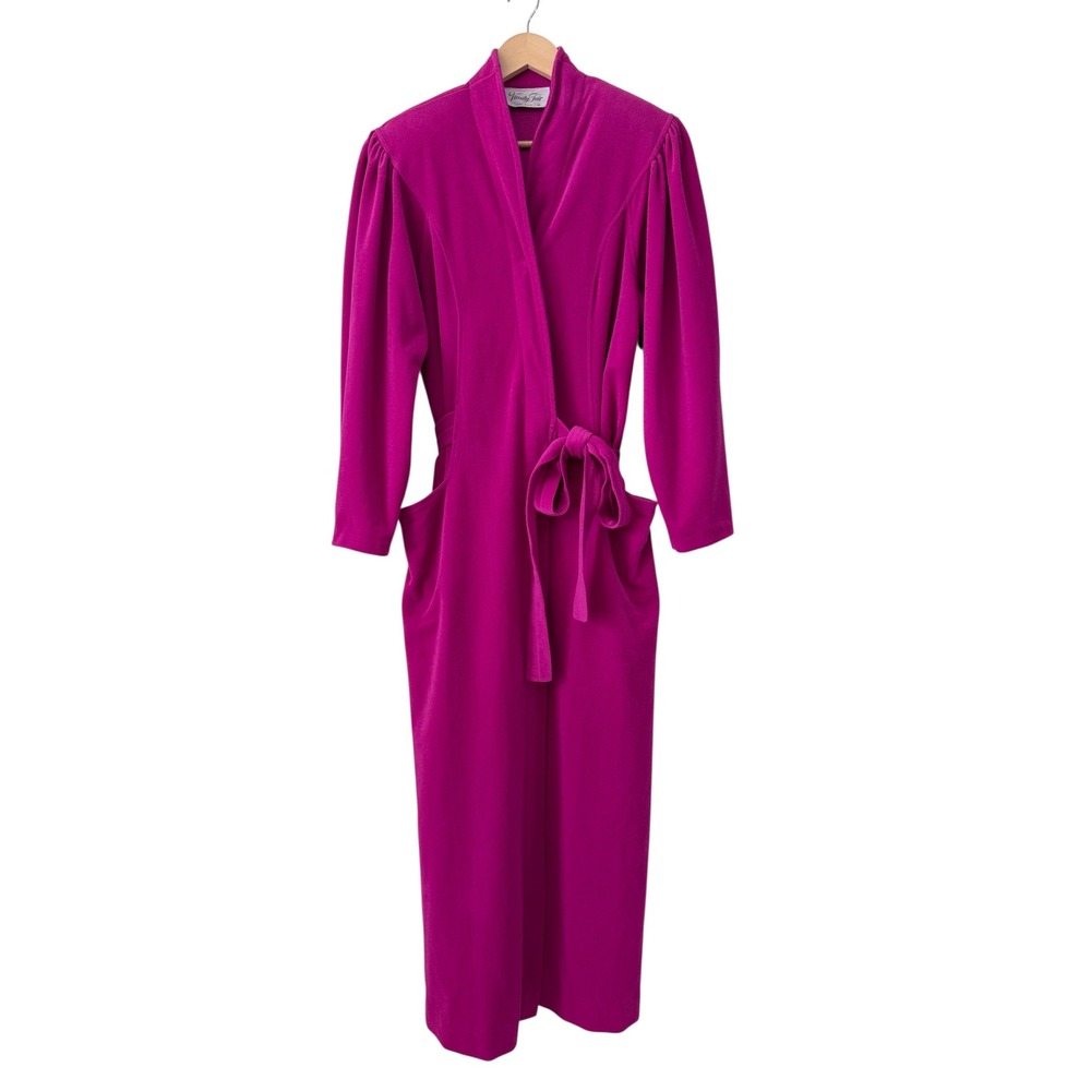 Vintage Vanity Fair Pink Plush‎ Velvety Shevelva Long Robe Belt Darcon Polyester